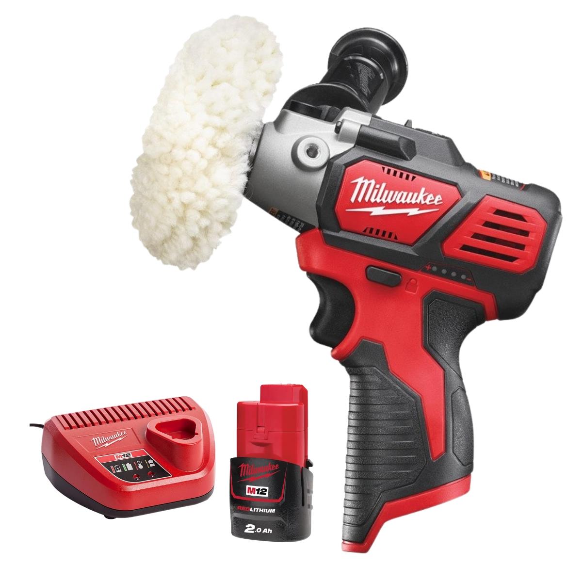 Milwaukee M12BPS-0 12V Compact Polisher / Sander With 1 x 2.0Ah Battery & Charger