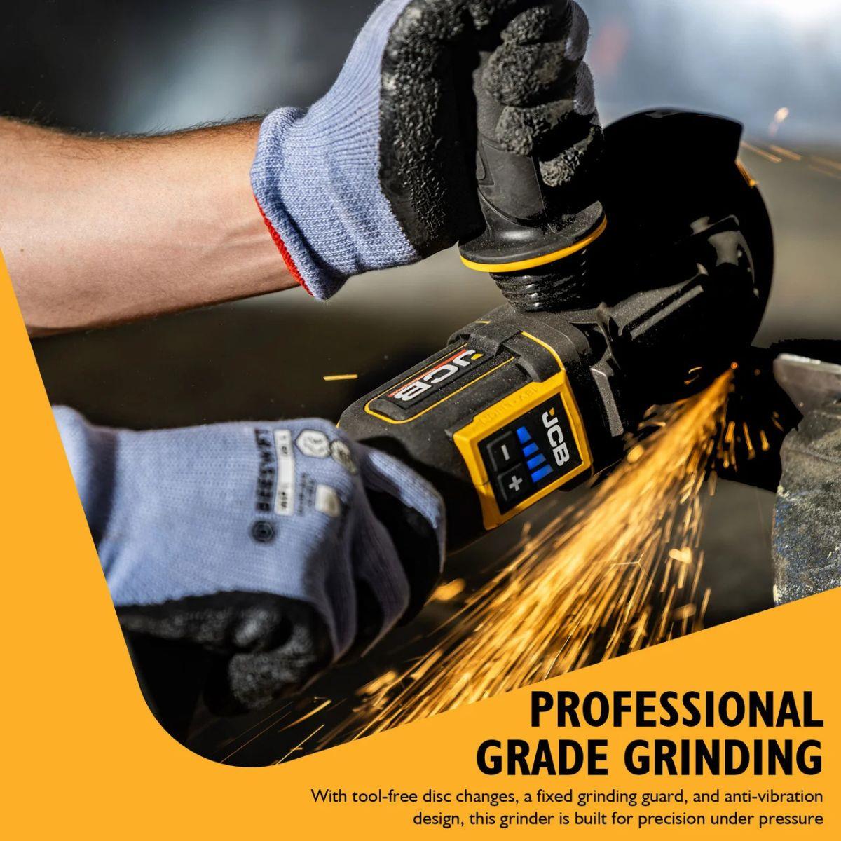 JCB-18PFAG-125 18V Brushless Flat Head Angle Grinder 125mm with Paddle Switch Body Only