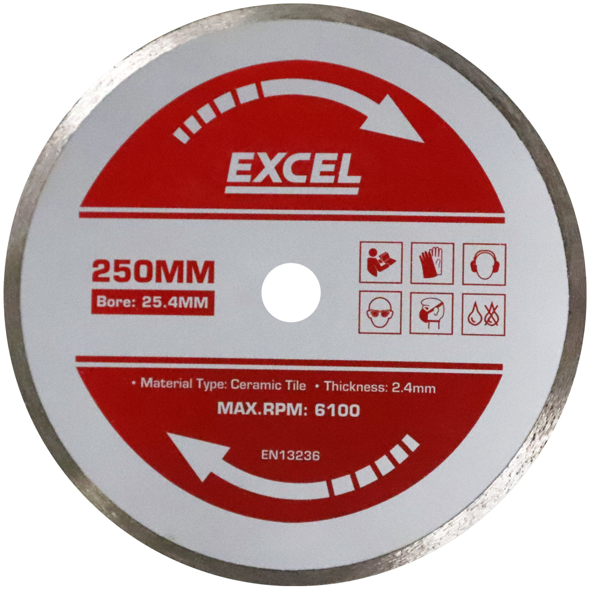 Excel 250mm Wet Tile Cutting Diamond Blade Pack of 5