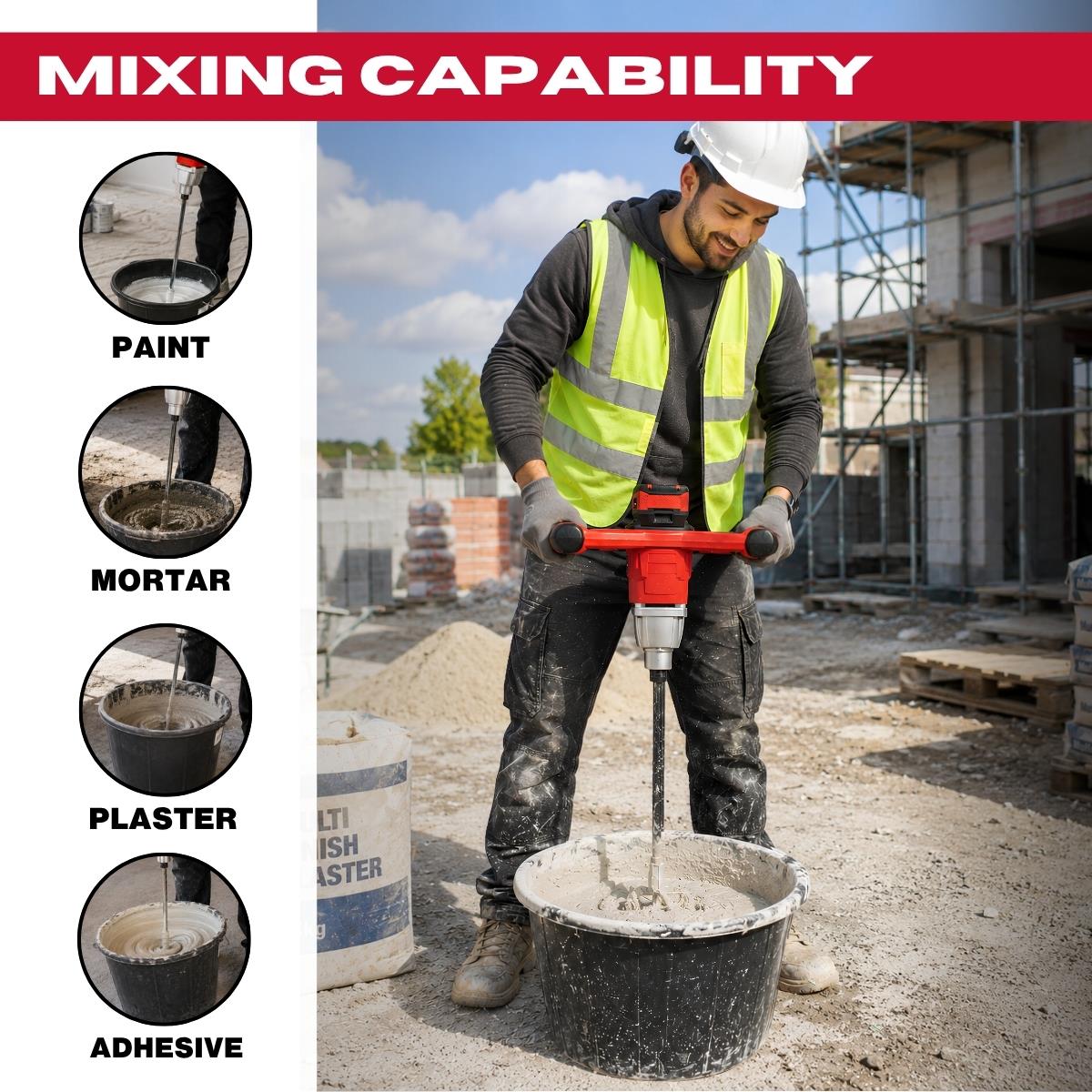 Excel 18V Brushless Paddle Mixer with 2 x 4.0Ah Battery & Dual Port Charger