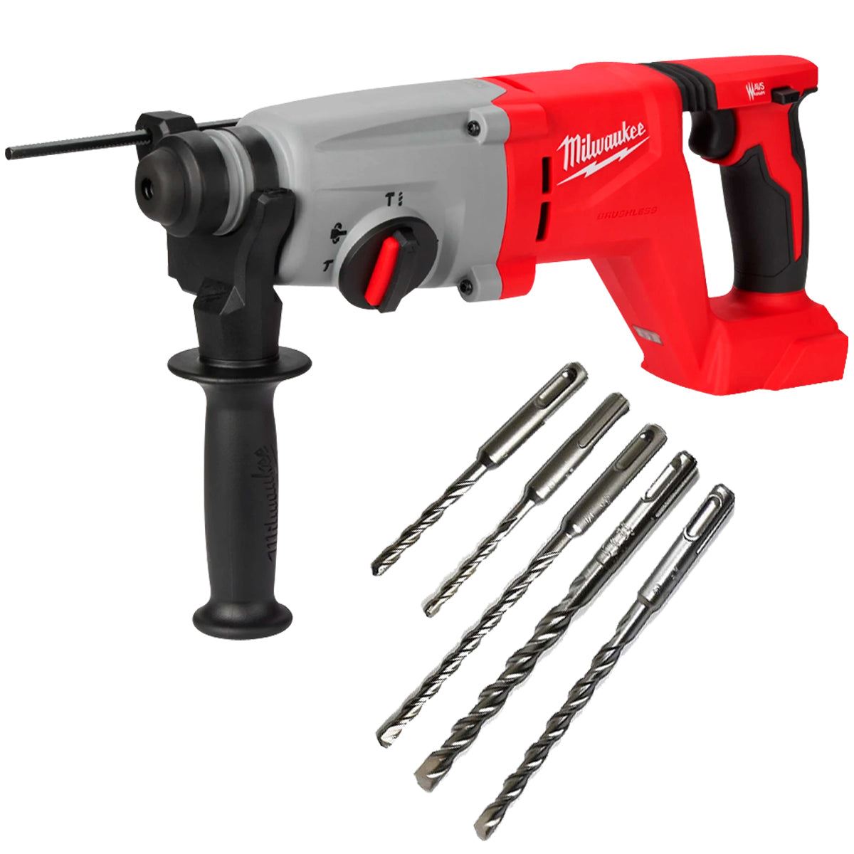 Milwaukee M18BLHACD26-0 18V Brushless SDS+ D-Handle Rotary Hammer Drill with 5 Piece Drill Bit Set