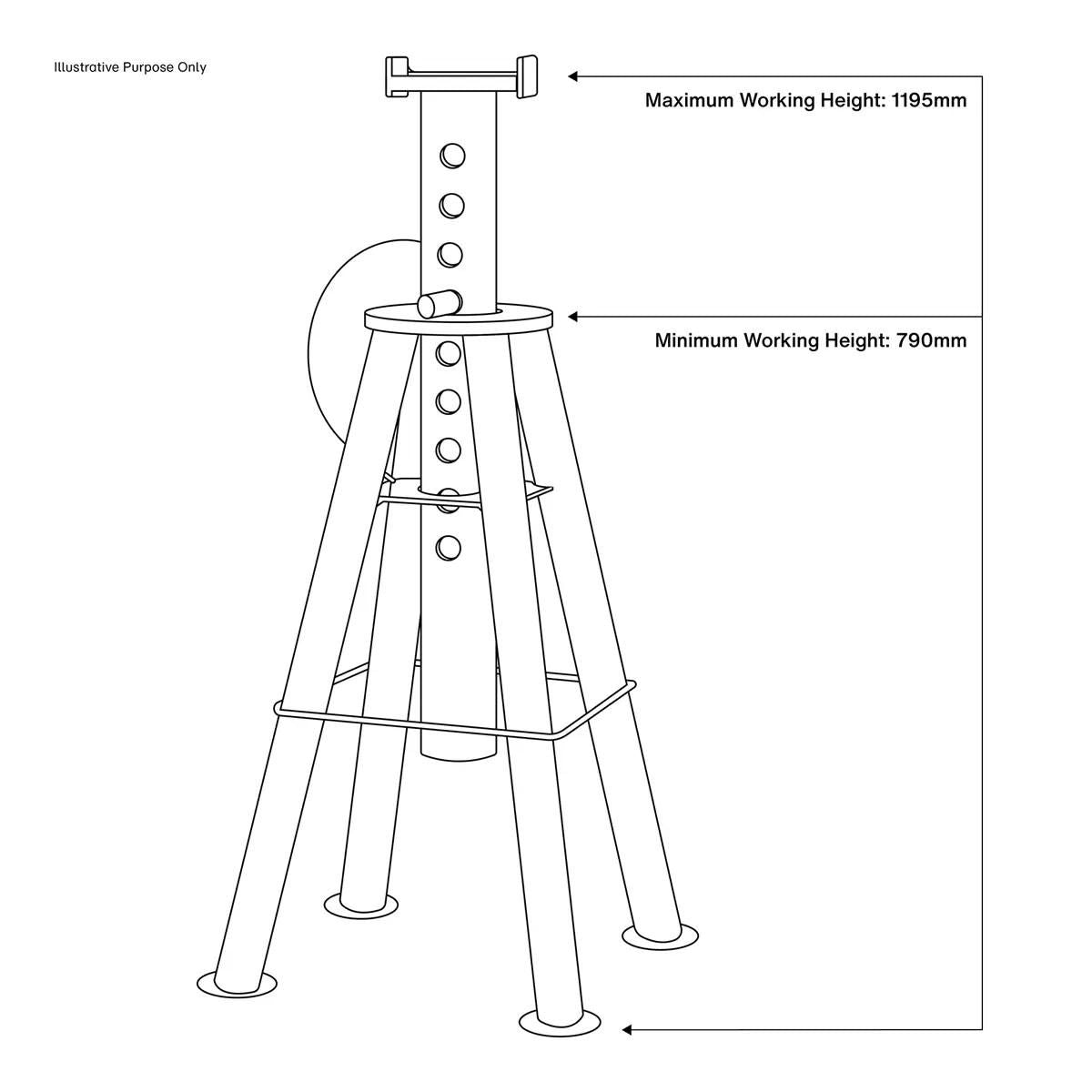 Sealey AS10H Axle Stands (Pair) 10Tonne Capacity Per Stand High Level