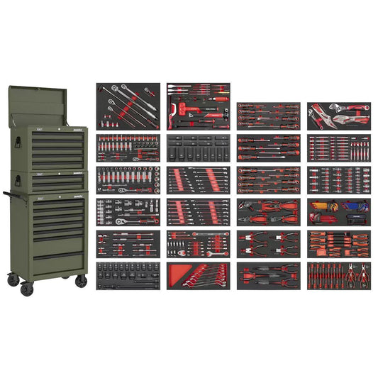 Sealey SPTCOMBO3K Superline PRO Tool Chest Combination 14 Drawer with 447pc Tool Kit Khaki
