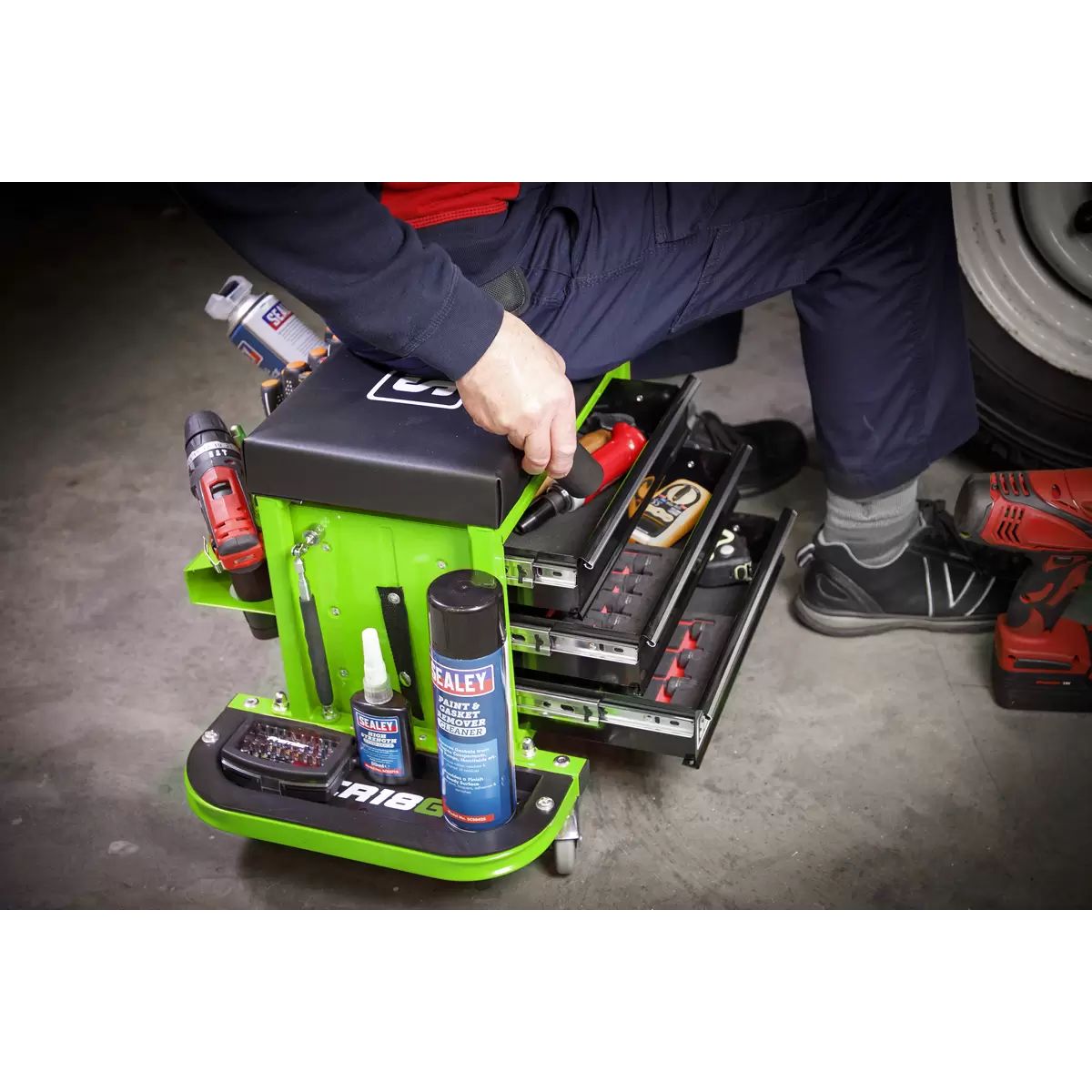 Sealey SCR18G Mechanic's Utility Seat & Toolbox