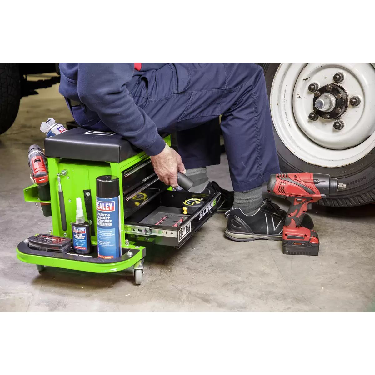 Sealey SCR18G Mechanic's Utility Seat & Toolbox