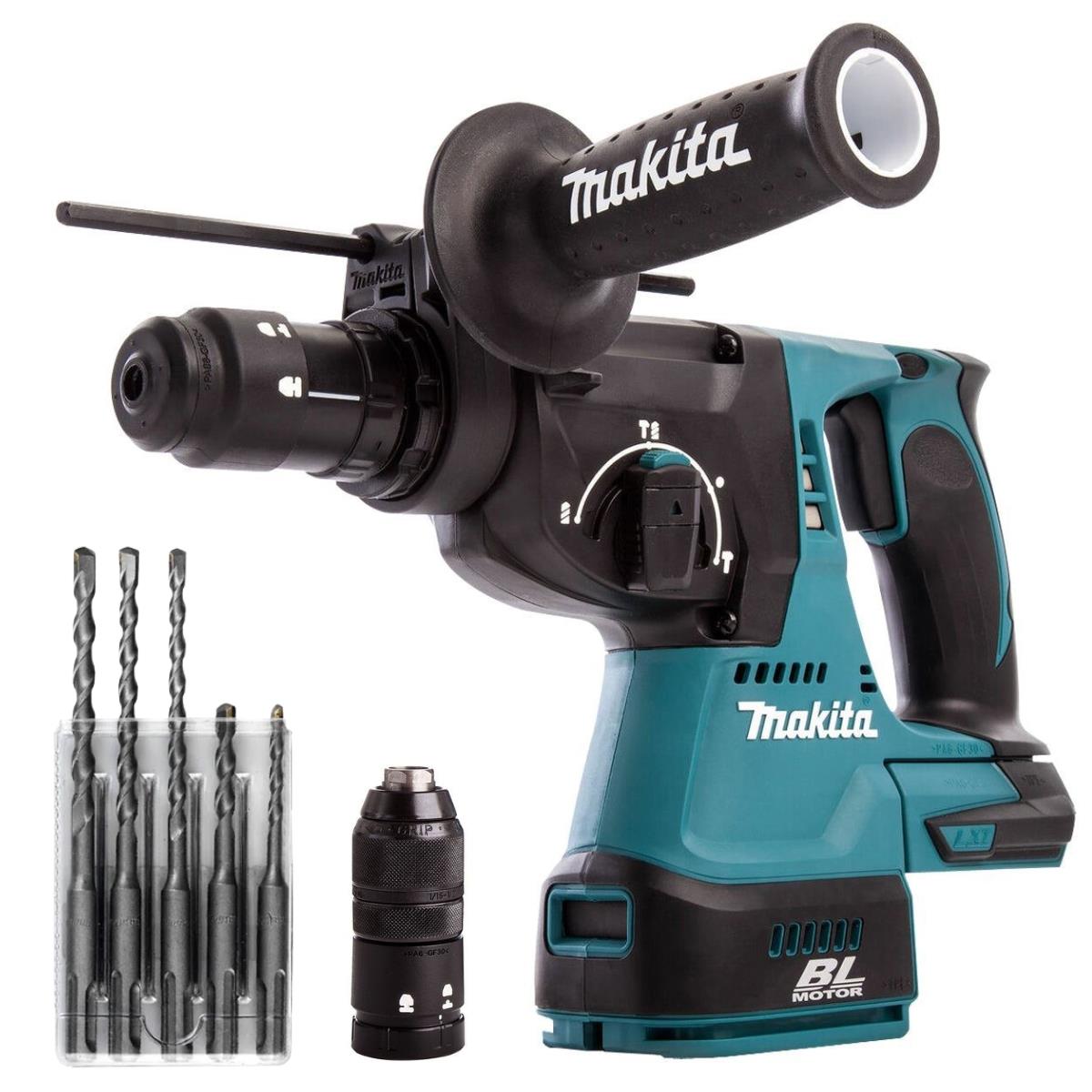 Makita DHR243Z 18V Brushless SDS+ Rotary Hammer Drill With 5 Piece Drill Bit Set