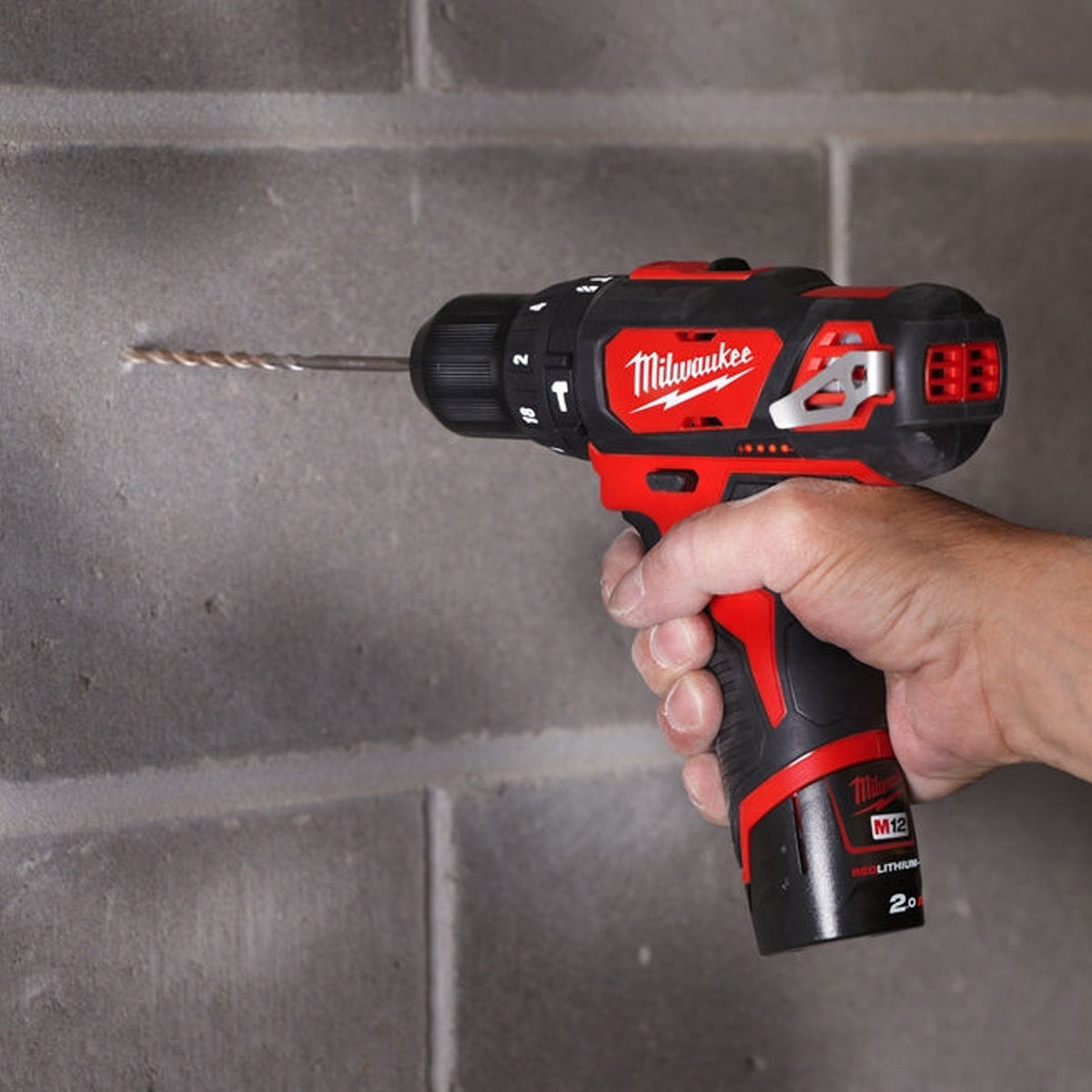 Milwaukee M12BPD-0 12V Combi Hammer Drill with 1 x 2.0Ah Battery & Charger