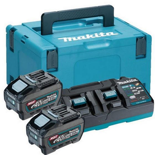 Makita 191U20-2 40VMax XGT Power Source Kit 240V With 2 x 5.0Ah BL4050F Batteries, Charger & Case