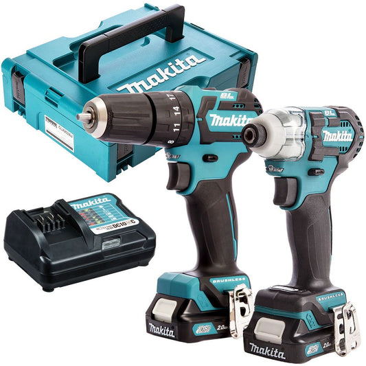 Makita CLX205AJ 12V max CXT Brushless Combo Kit With 2 x 2.0Ah Batteries & Charger In Case