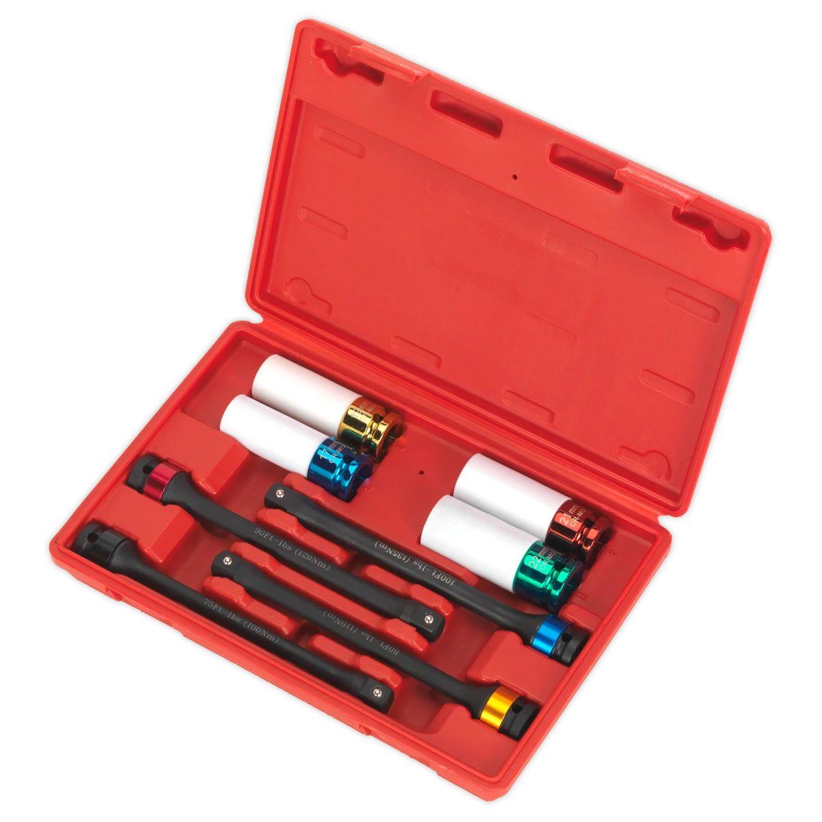Sealey AK2243 Torque Stick & Aluminium Wheel Impact Socket Set 8pc 1/2