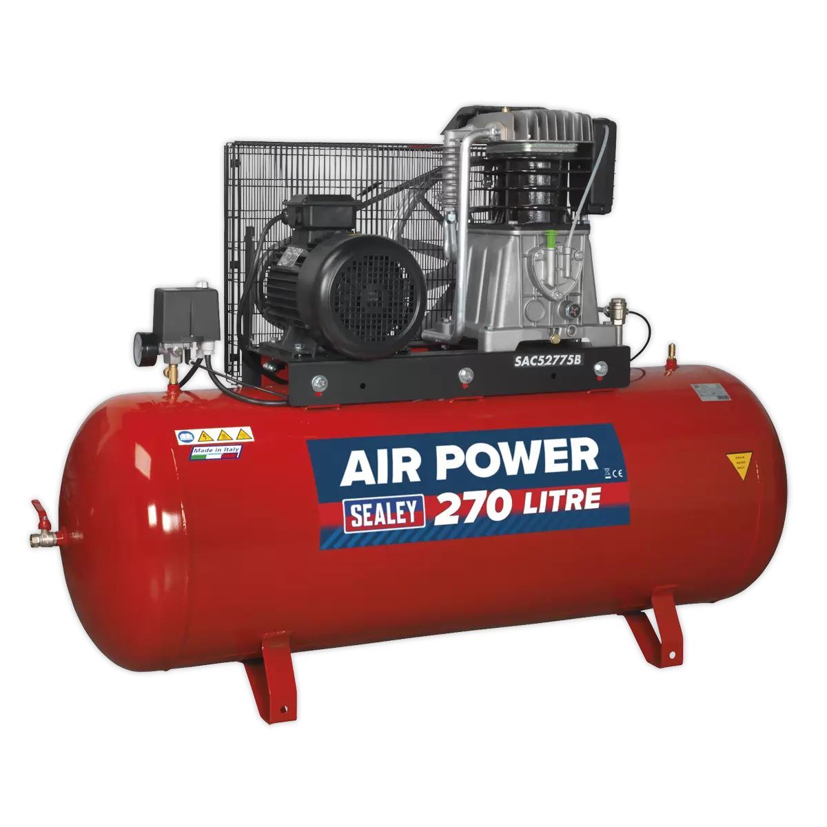Sealey SAC52775B 270L Belt Drive Air Compressor with Cast Cylinders 415V