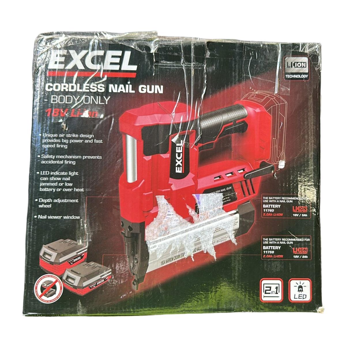 Excel 18V Cordless Second Fix Nailer (Battery & Charger Not Included) Item Condition Used