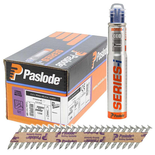 Paslode 141189 35mm x 3.4mm Electro Galvanised Twisted Nails - Pack of 1250