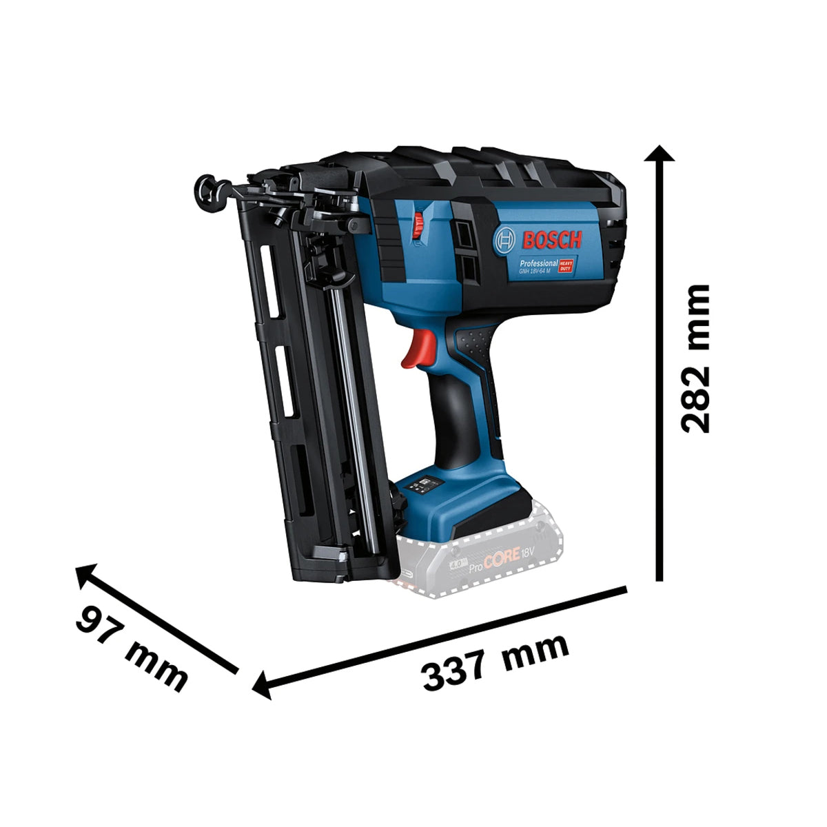 Bosch GNH 18V-64 M Professional Brad Nailer Body only High-Performance Cordless Nailing Tool 0601481000