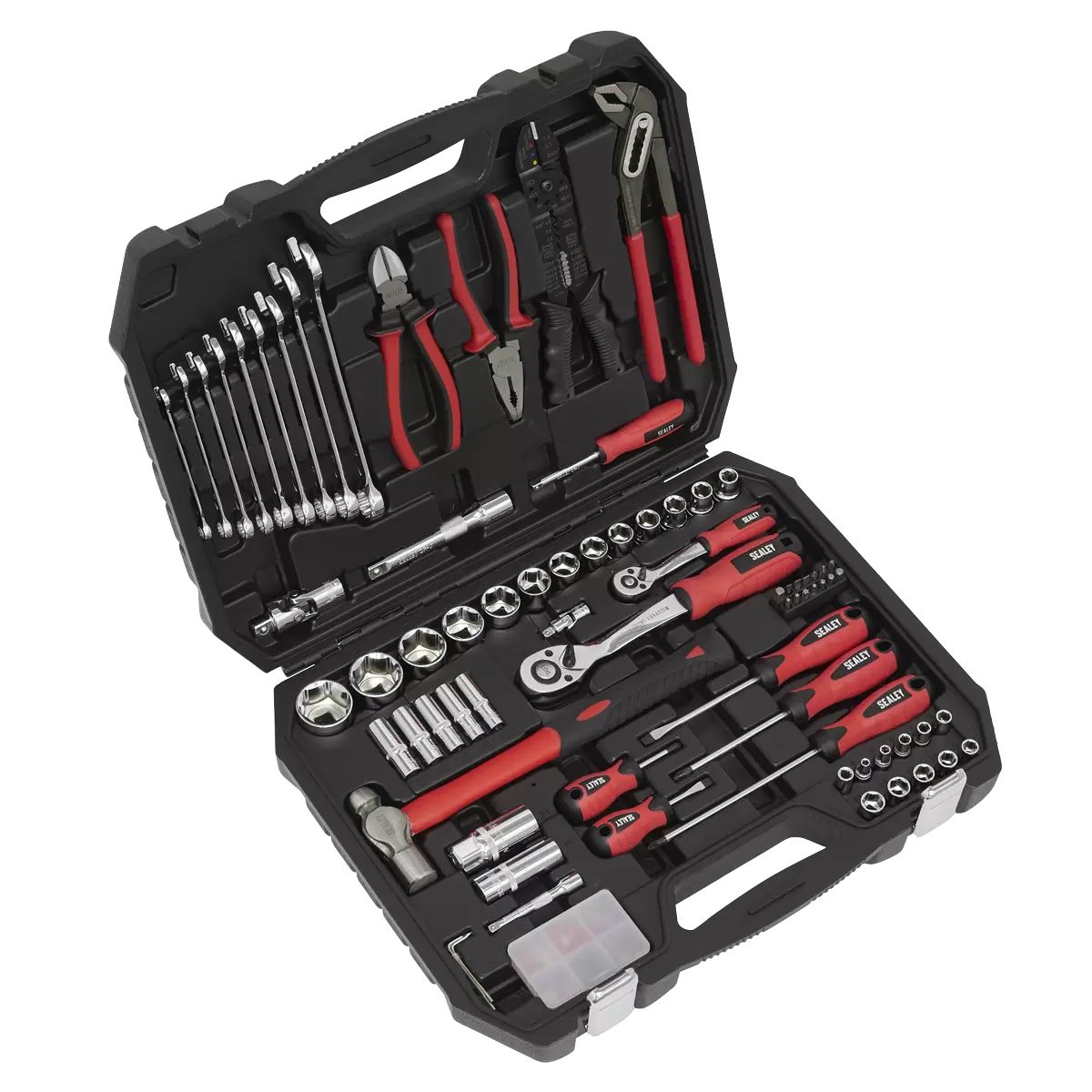 Sealey AK7400 Mechanic's Tool Kit 100 Piece Sockets Screwdriver Hammer Spanner Spark