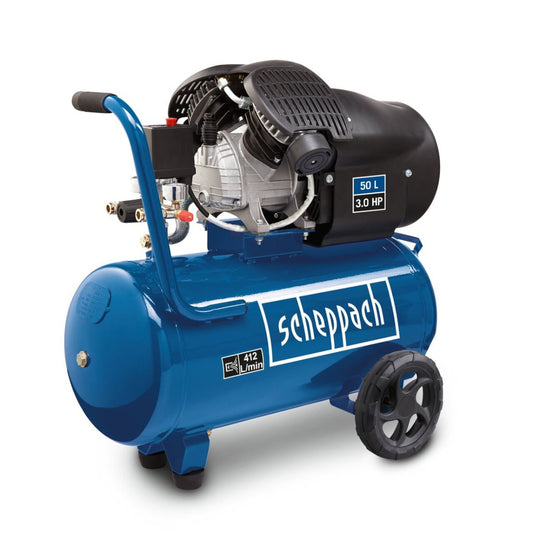 Scheppach HC52DC 3hp 50 Litre Electric Double Cylinder Air Compressor 8 Bar Pressure 230V/2200W