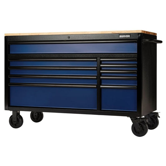 Draper B100-56B BUNKER 56" Workbench Roller Tool Cabinet 10 Drawer Blue 08237