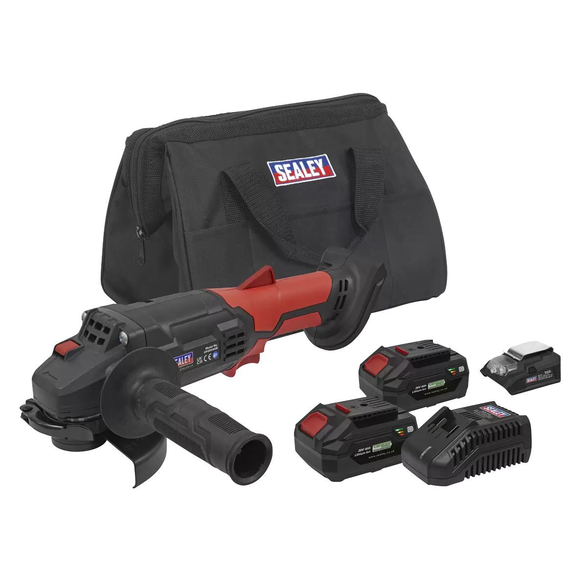 Sealey CP20VAGBKIT 20V Angle Grinder Cordless Kit 115mm 2 x 4.0Ah Batteries & Charger