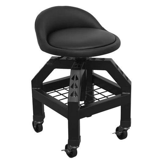 Sealey SCR03B Pneumatic Creeper Stool with Adjustable Height Swivel Seat & Back Rest