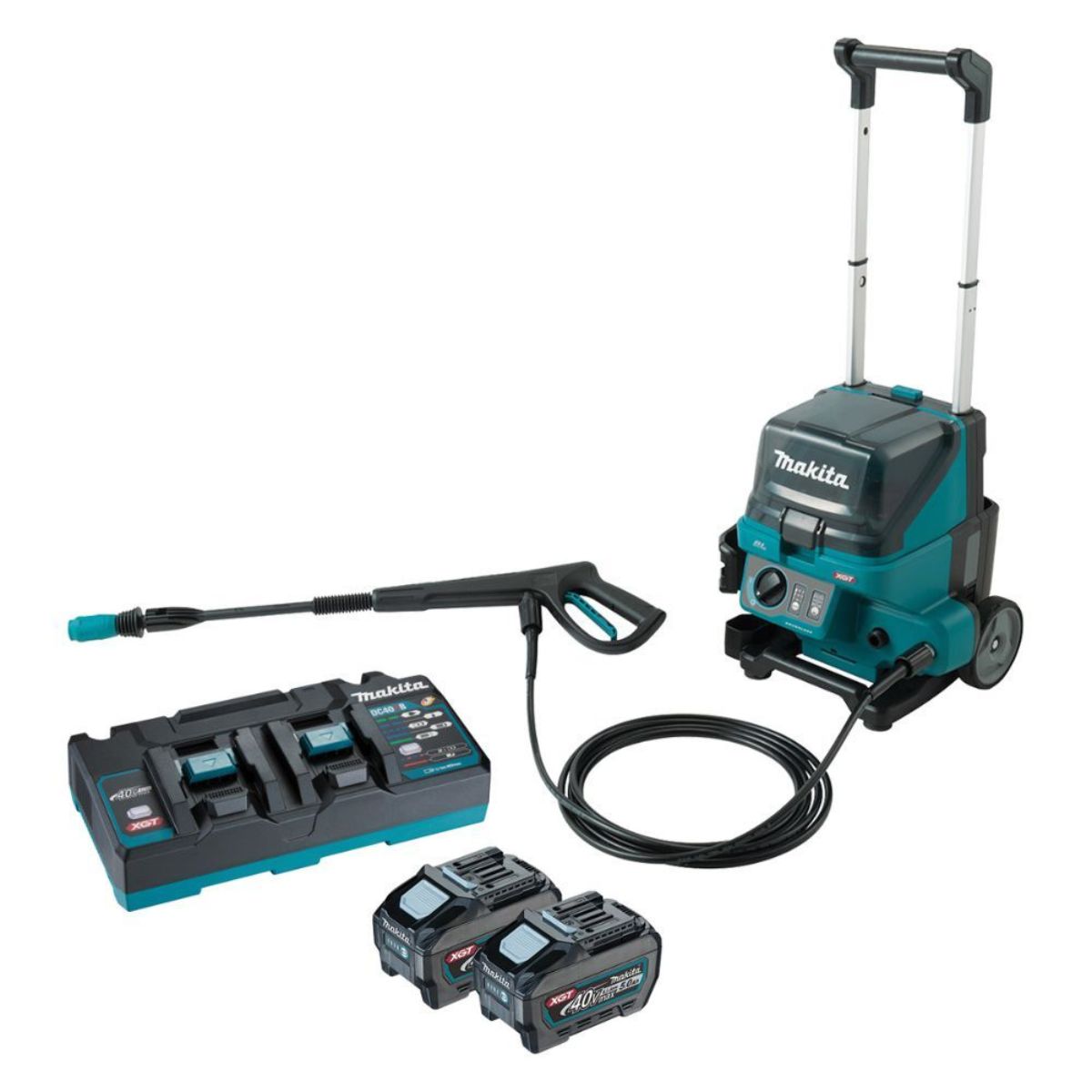 Makita HW001GT201 40V Max Brushless Pressure Washer With 2 x 5.0Ah Batteries & Charger