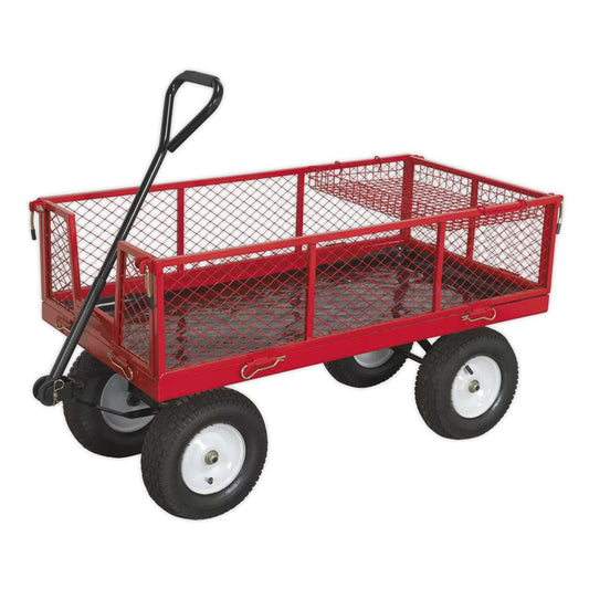 Sealey CST806 Platform Truck with Sides Pneumatic Tyres 450kg Capacity