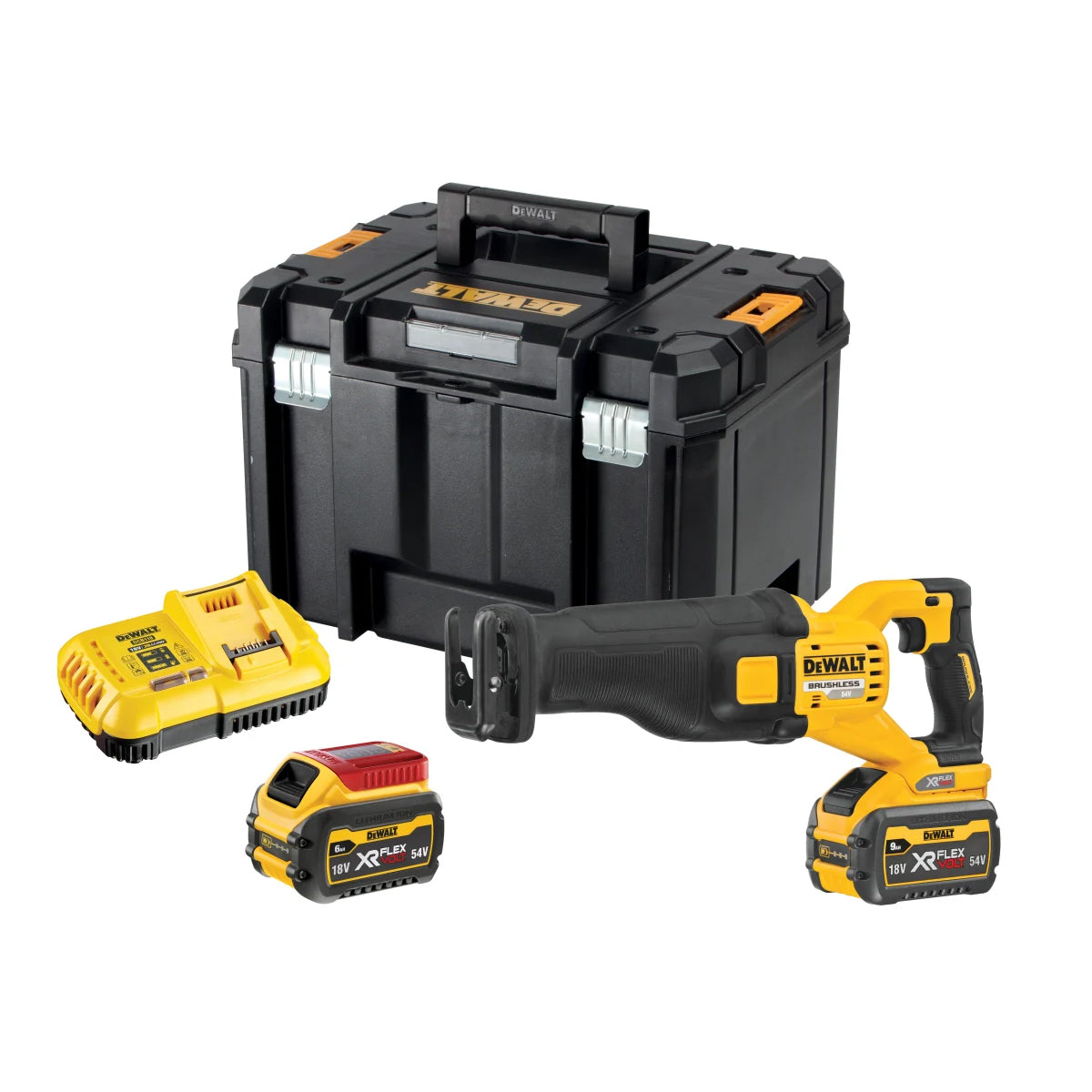 Dewalt DCS389X2 54V FlexVolt Brushless Reciprocating Saw with 2 x 9.0/3.0Ah Batteries Charger & Case