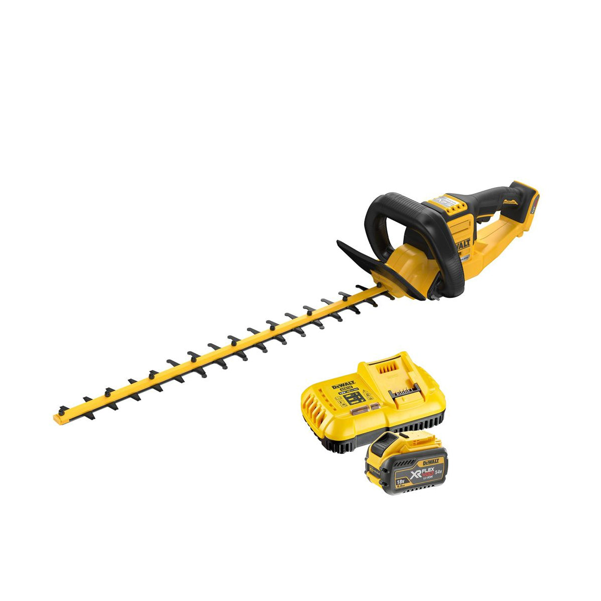 Dewalt DCMHT573X1 54V XR FlexVolt Hedge Trimmer 1 x 9.0Ah Battery & Fast Charger for Powerful Cutting