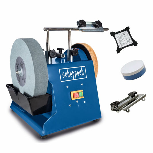 Scheppach TIGER2500 Electric Bench Whetstone Sharpener & Leather Honing Wheel 250mm 230V/200W