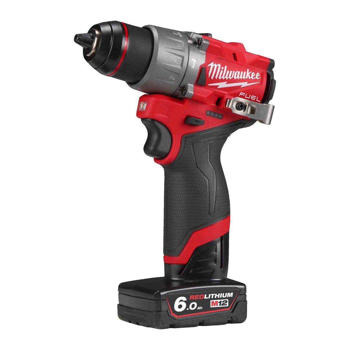 Milwaukee M12FPP2A2-602X 12V Fuel Brushless Combi Drill & Impact Driver with 2 x 6.0Ah Battery Charger & Case 4933480589