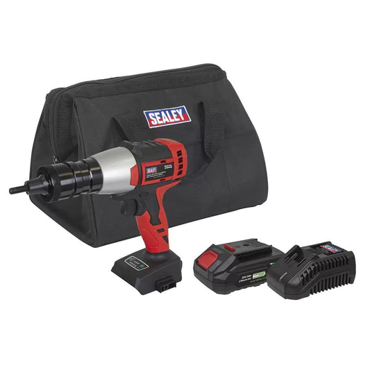 Sealey CP20VNRKIT1 20V Brushless Cordless Nut Riveter With 1 x 2Ah Battery, Charger & Bag