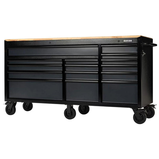 Draper B100-72G/FSC BUNKER 15 Drawer Workbench Roller Tool Cabinet 72 Inch Grey 27242