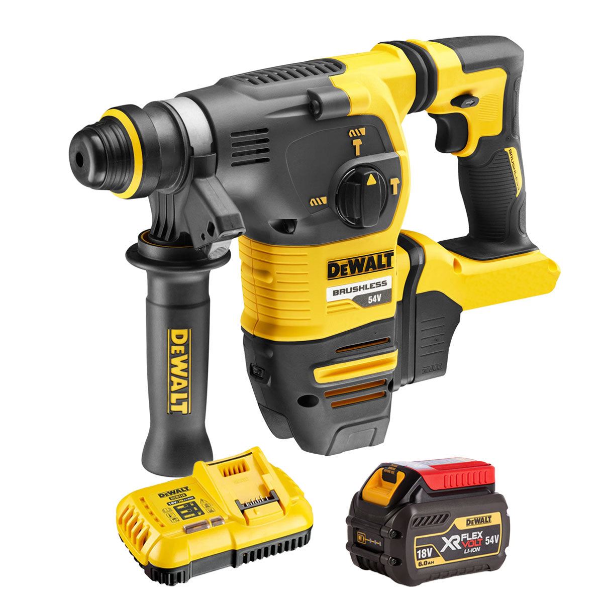 Dewalt DCH333N 54V XR Flexvolt Brushless SDS Plus Hammer Drill with 1 x 6.0Ah Battery & Charger