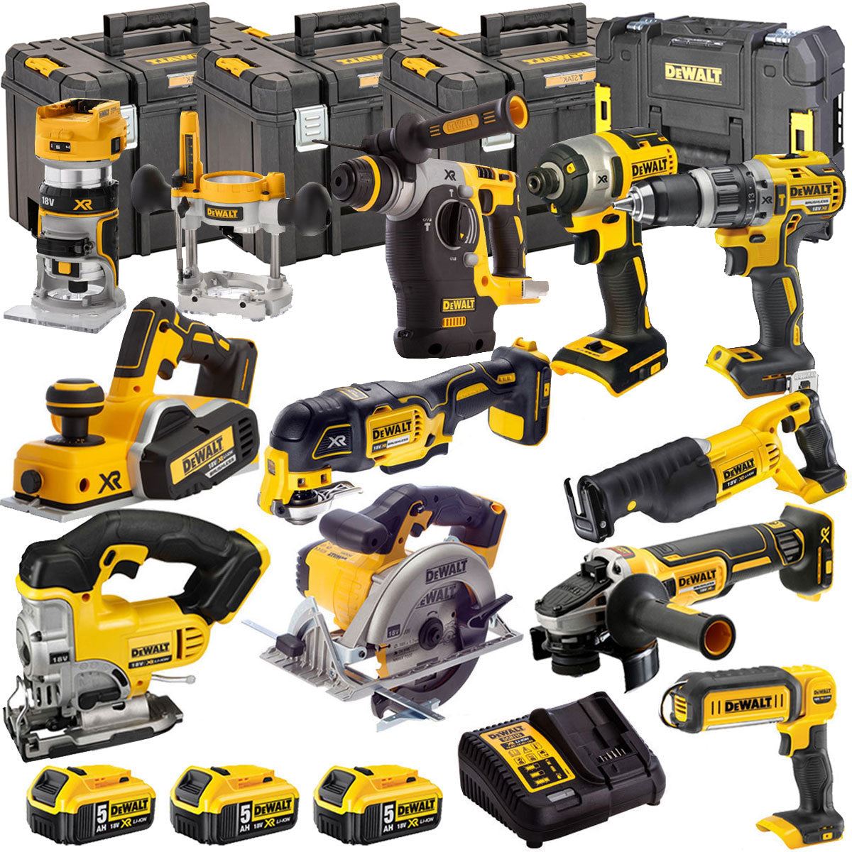Dewalt 18V 11 Piece Power Tool Kit with 3 x 5.0Ah Batteries T4TKIT-5300