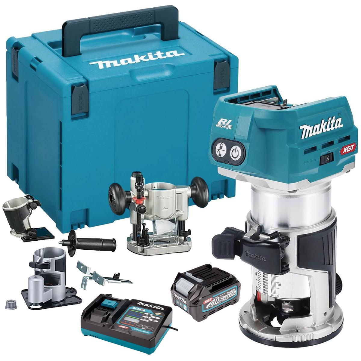 Makita RT001GZ16 40Vmax XGT Brushless Router Trimmer With 1 x 2.5Ah Battery & Charger
