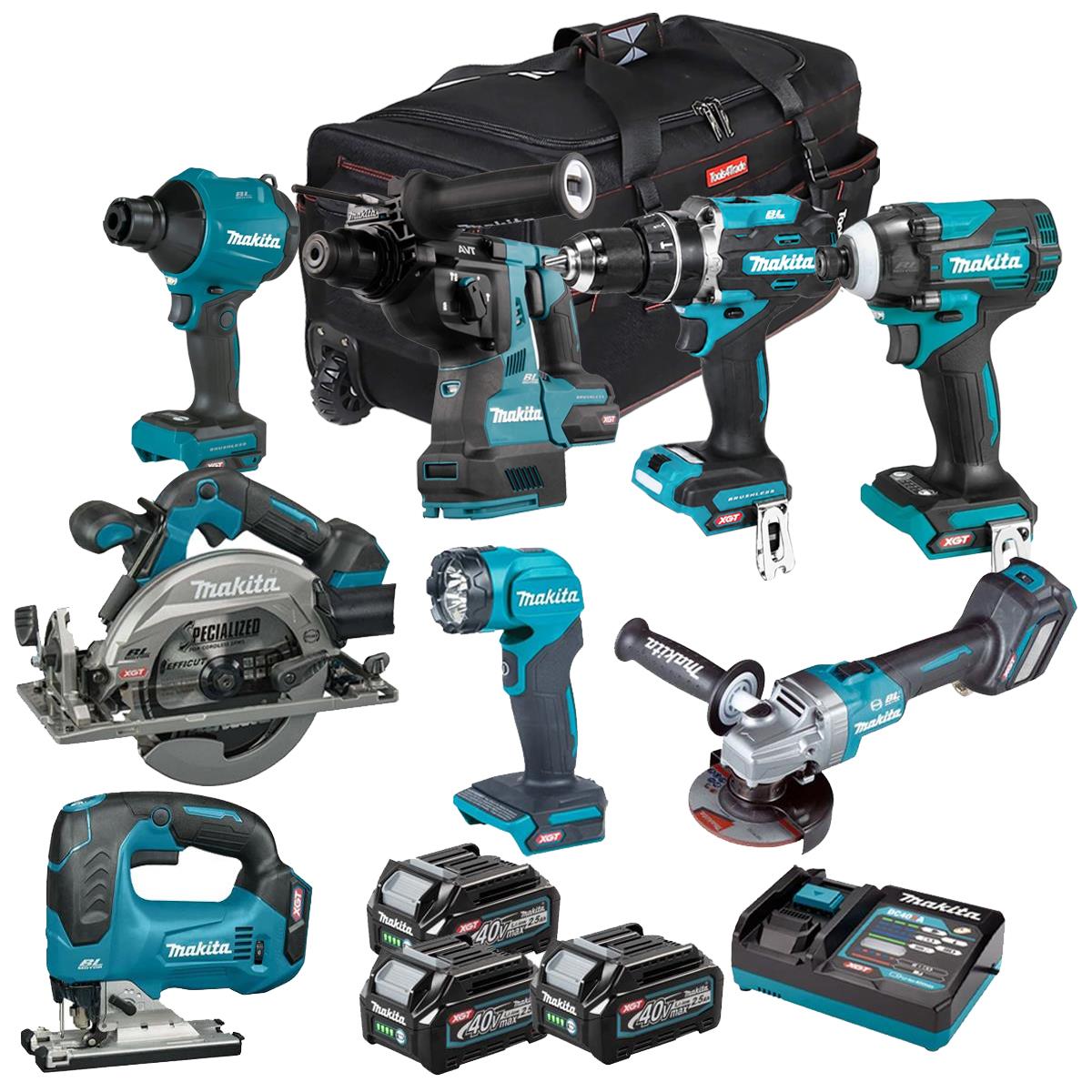 Makita 40V 8 Piece Combo Kit with 3 x 2.5Ah Batteries & Charger T4TKIT-6593