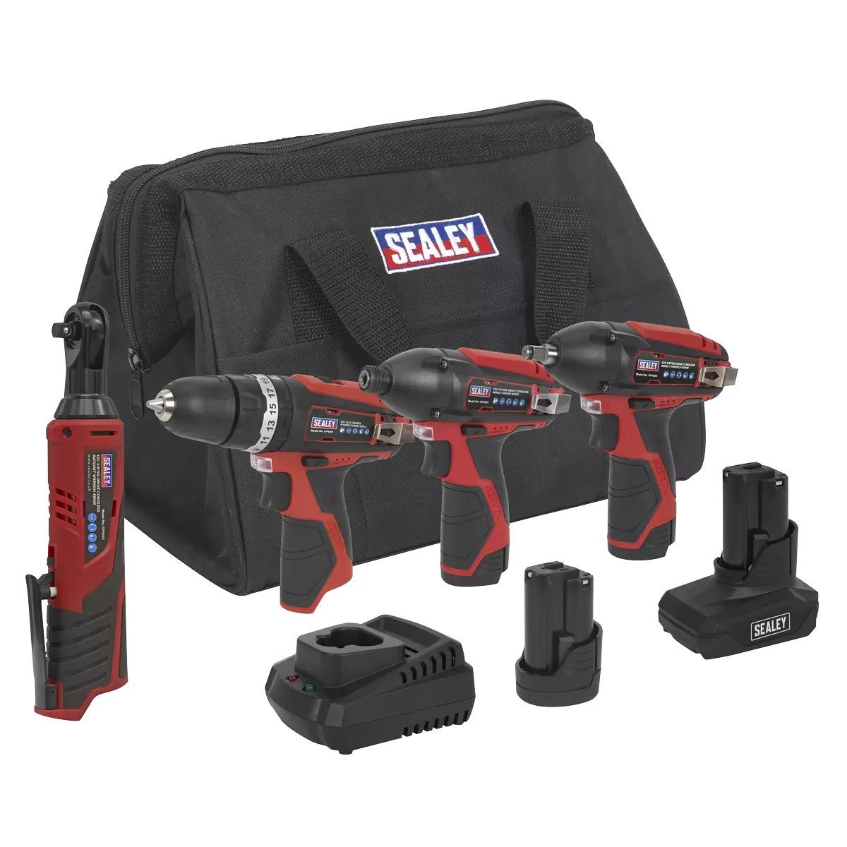 Sealey CP1200COMBO 12V Power Tool Combo 4pc Kit with 2 x 1.5Ah Batteries