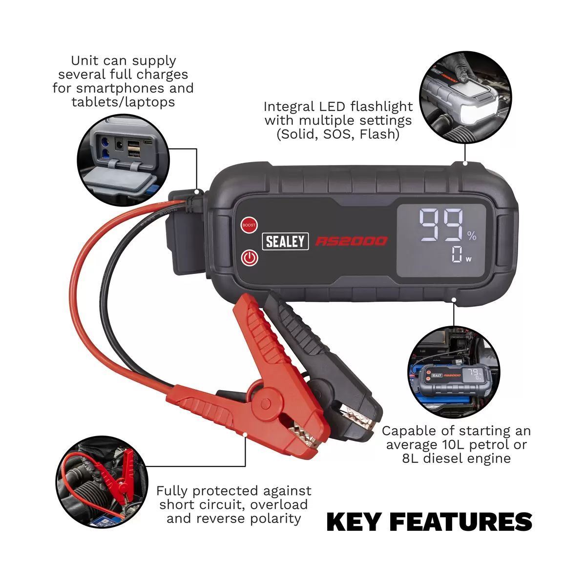 Sealey RS2000 12V Jump Starter Power Pack 2000A
