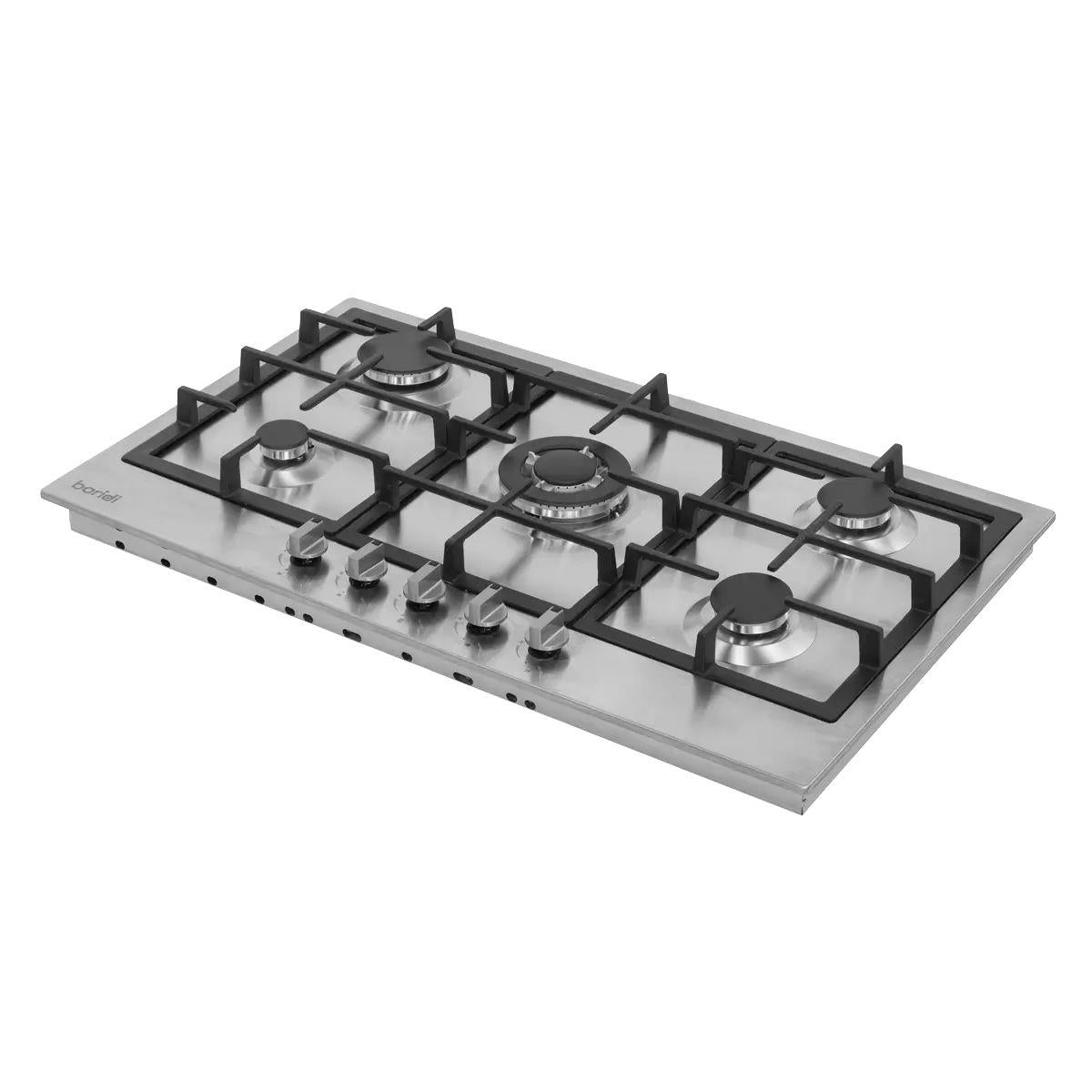 Sealey DH382 Baridi 90cm Gas Hob Stainless Steel with 5 Burners, Cast Iron Supports & Auto Ignition 11kW/230V