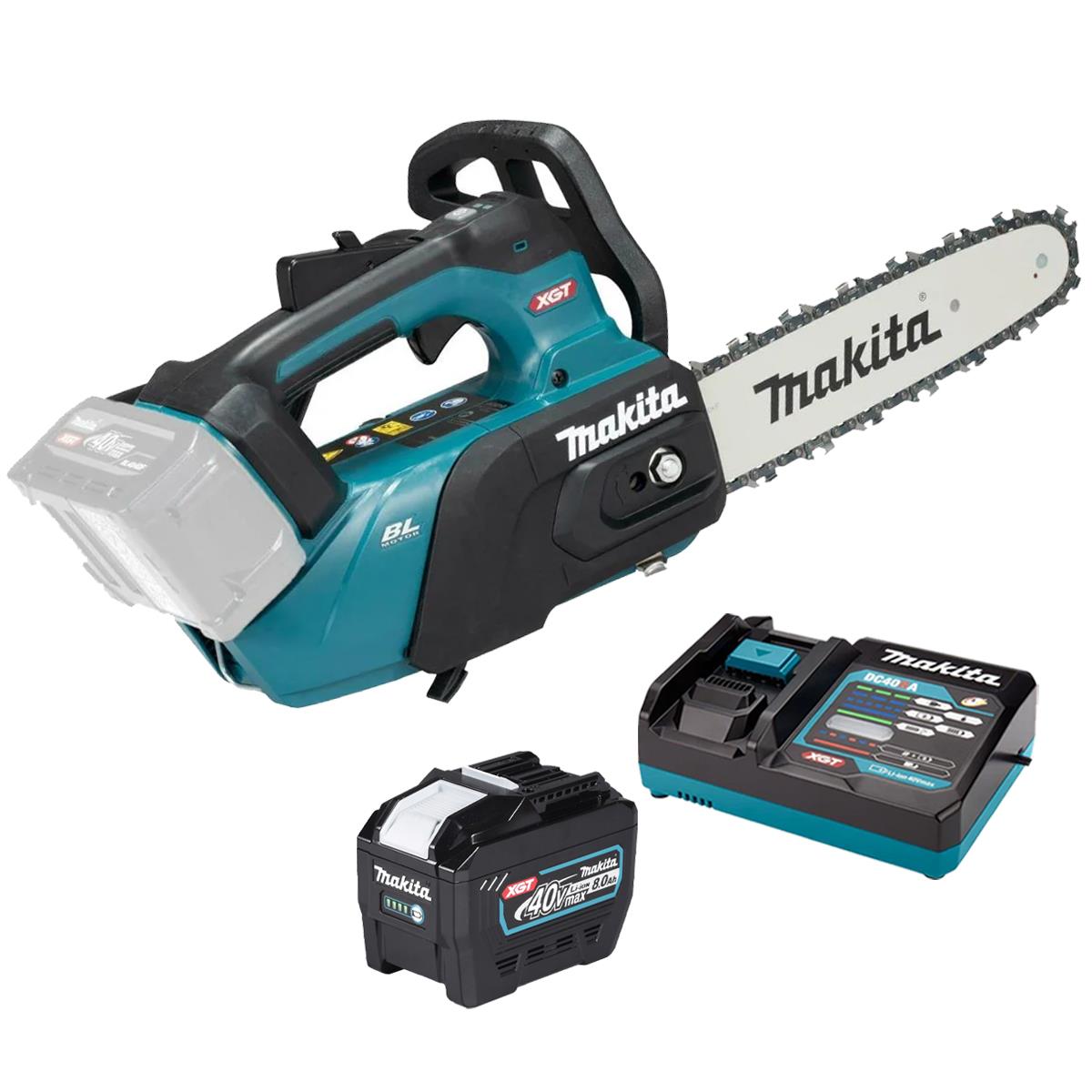 Makita UC031GZ 40V Max XGT Brushless 25/30cm Top Handle Chainsaw with 1 x 8.0Ah Battery & Charger