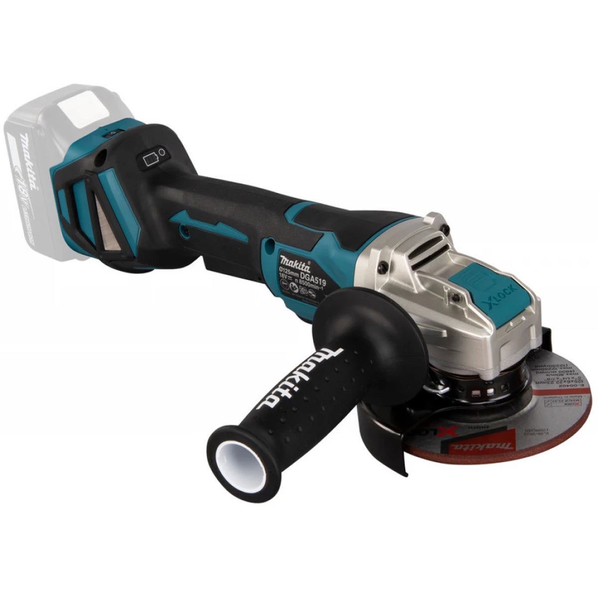 Makita DGA519Z 18V LXT Brushless 125mm Angle Grinder with 1 x 5.0Ah Battery & Charger