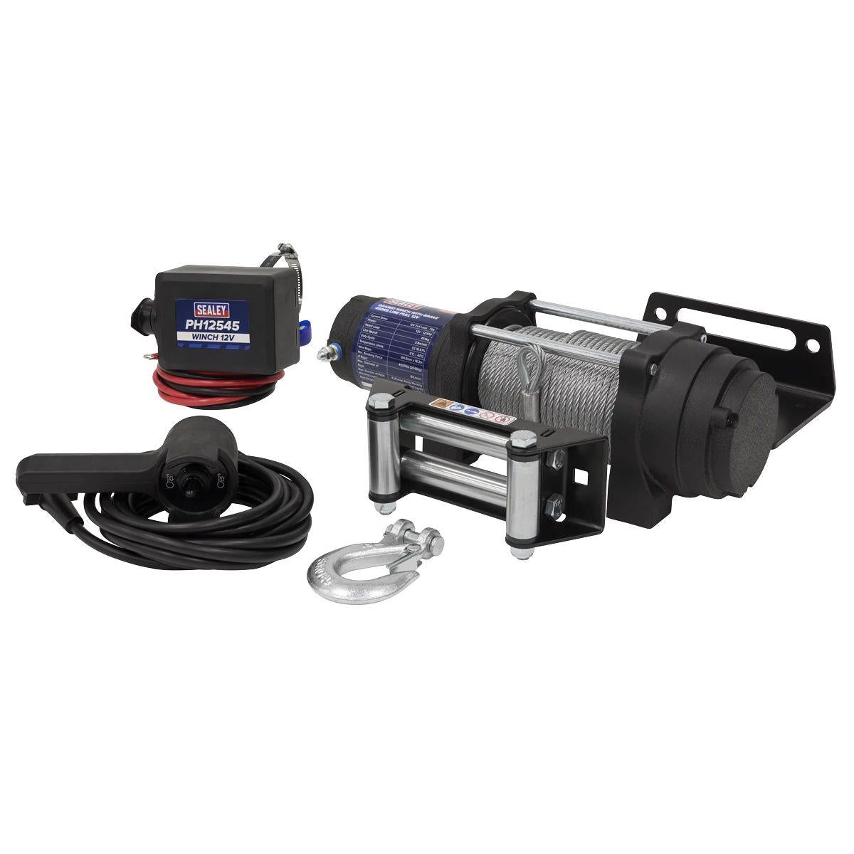 Sealey PH12545 12V Geared Winch with Brake 450kg Line Pull 1200W