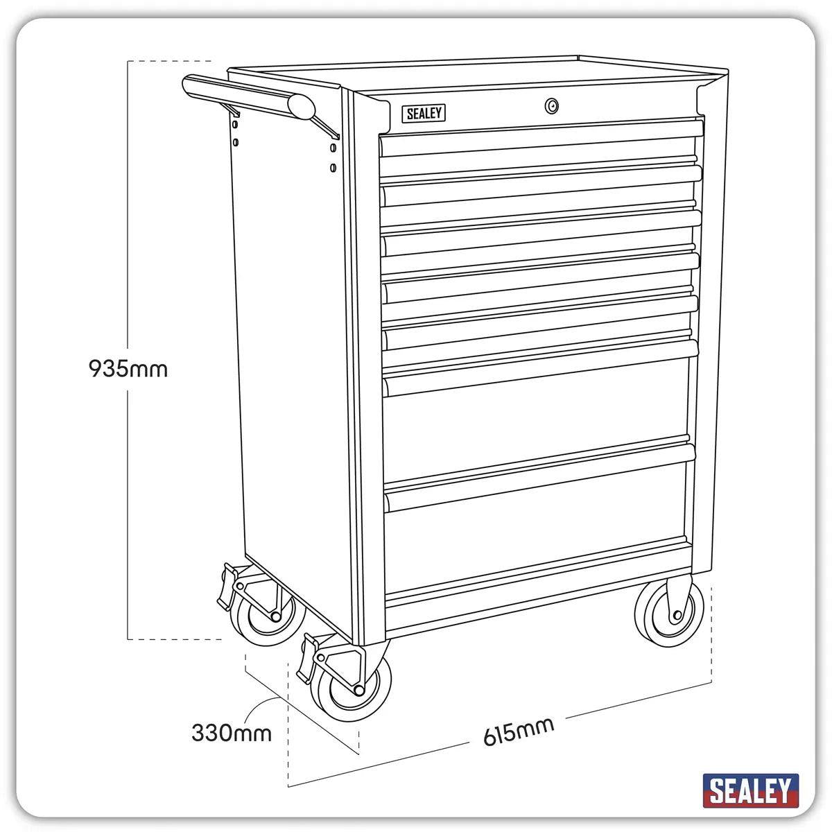 Sealey AP2513B Topchest & Rollcab Combination 13 Drawer with Ball-Bearing Slides Black/Grey
