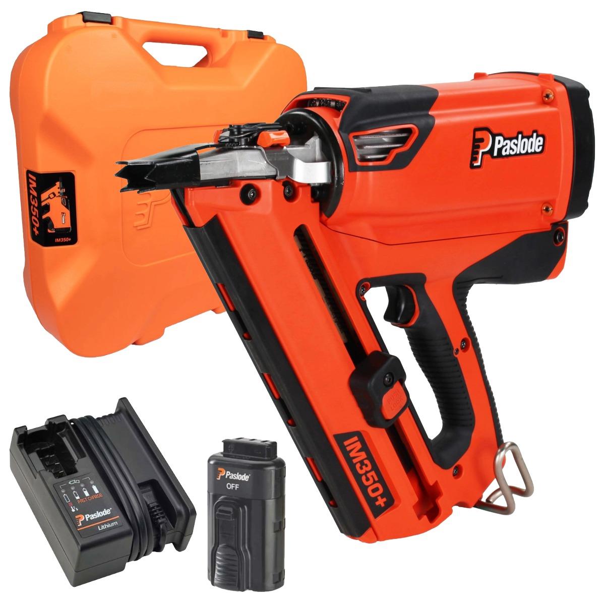 Paslode IM350+ 7.2V First Fix Gas Framing Angled Nail Gun with 1 x 2.1Ah Battery, Charger & Case 906500