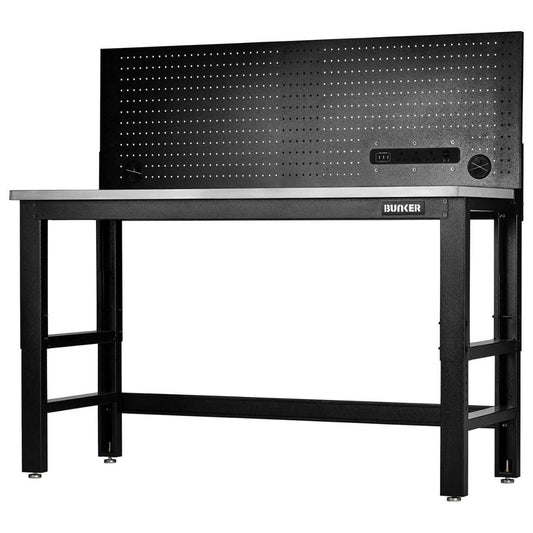 Draper B300-WB61SSPP BUNKER 1550mm Workbench with Stainless Steel Worktop & Power Pegboard 28097
