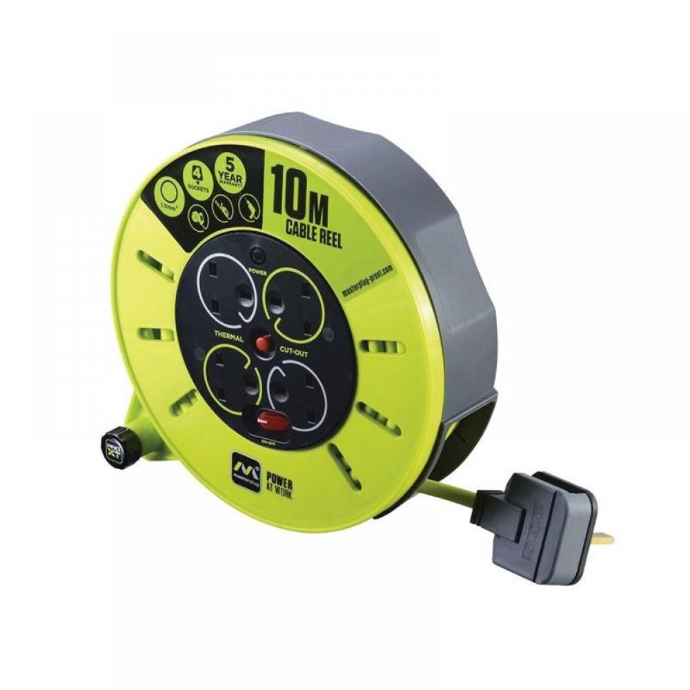 Masterplug PRO-XT Cassette Cable Reel 13A 4-Socket 10M 240V CMU10134SL-PX