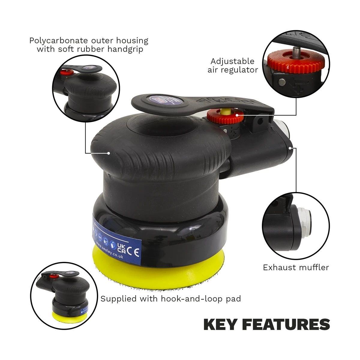 Sealey SA802 Air Palm Orbital Sander Ø75mm