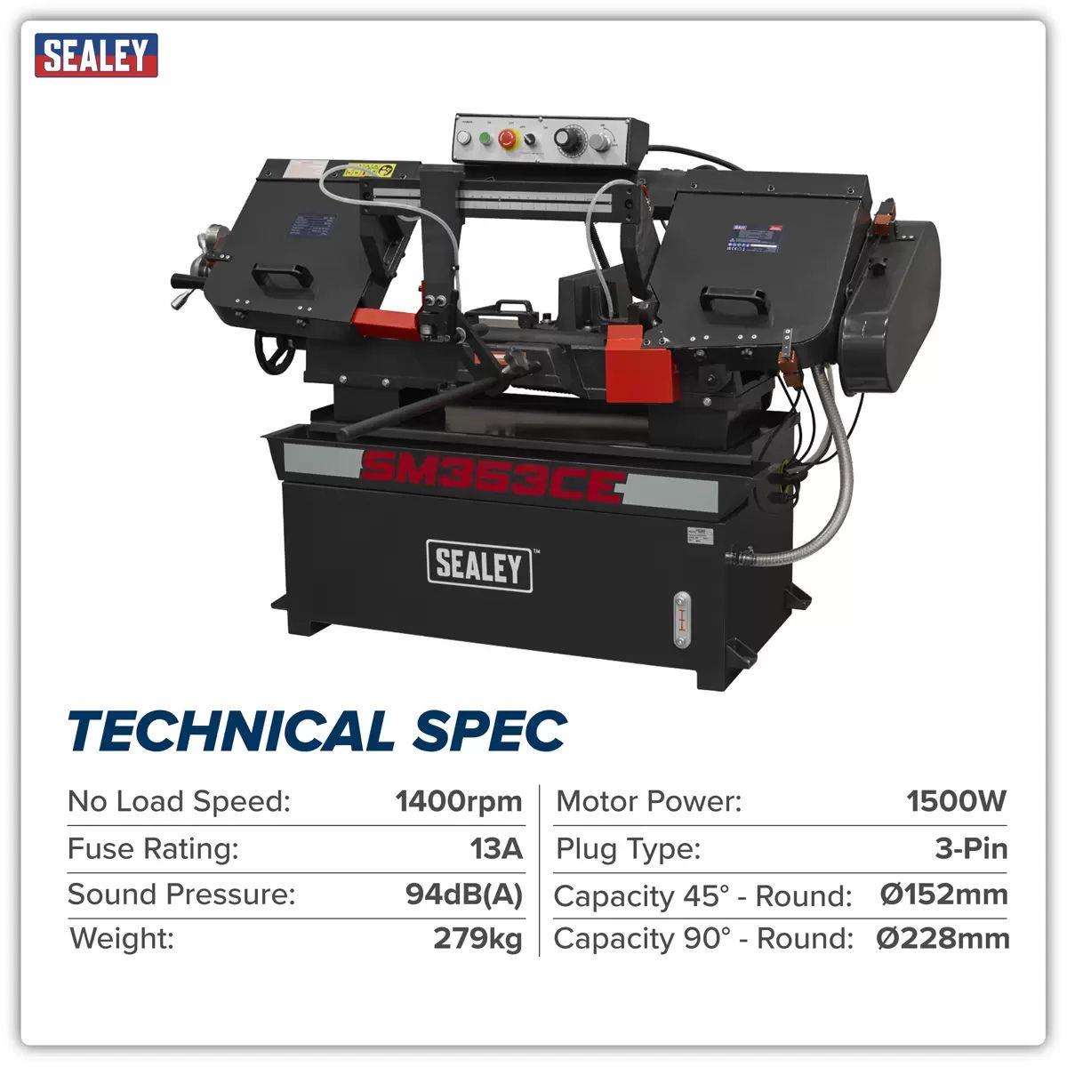 Sealey SM353CE Bandsaw 400mm Horizontal Hydraulic Arm 230V/1500W