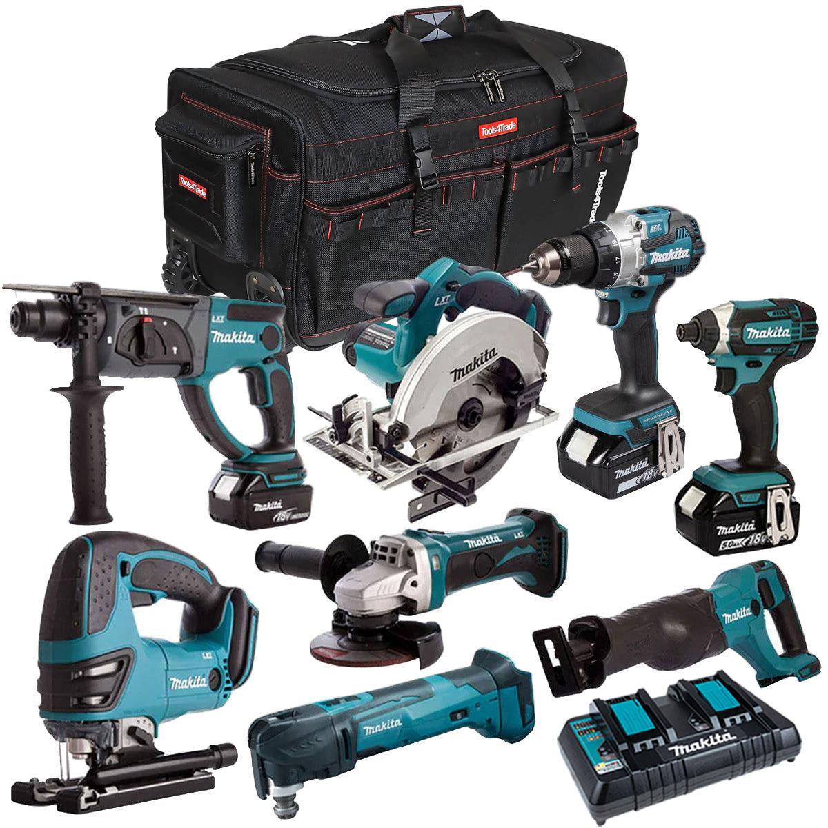 Makita 18V 8 Piece Power Tool Kit with 3 x 5.0Ah Battery & Charger T4TKIT-4321