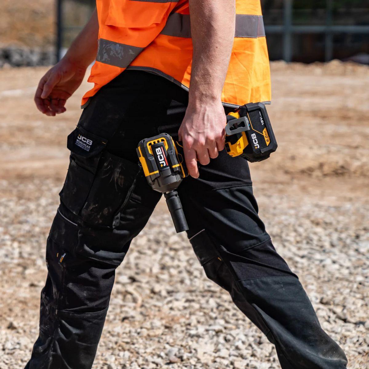 JCB-18PKIT-5 Pro 18V Impact Wrench & Grease Gun With 2 x 5.0Ah Batteries & 4.5A Fast Charger In Soft Tool Bag
