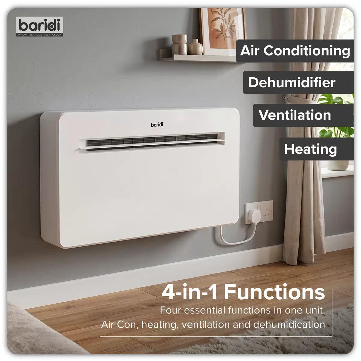Sealey DH432 Baridi 4-in-1 Smart Monobloc Wall-Mounting Air Conditioning White 230V